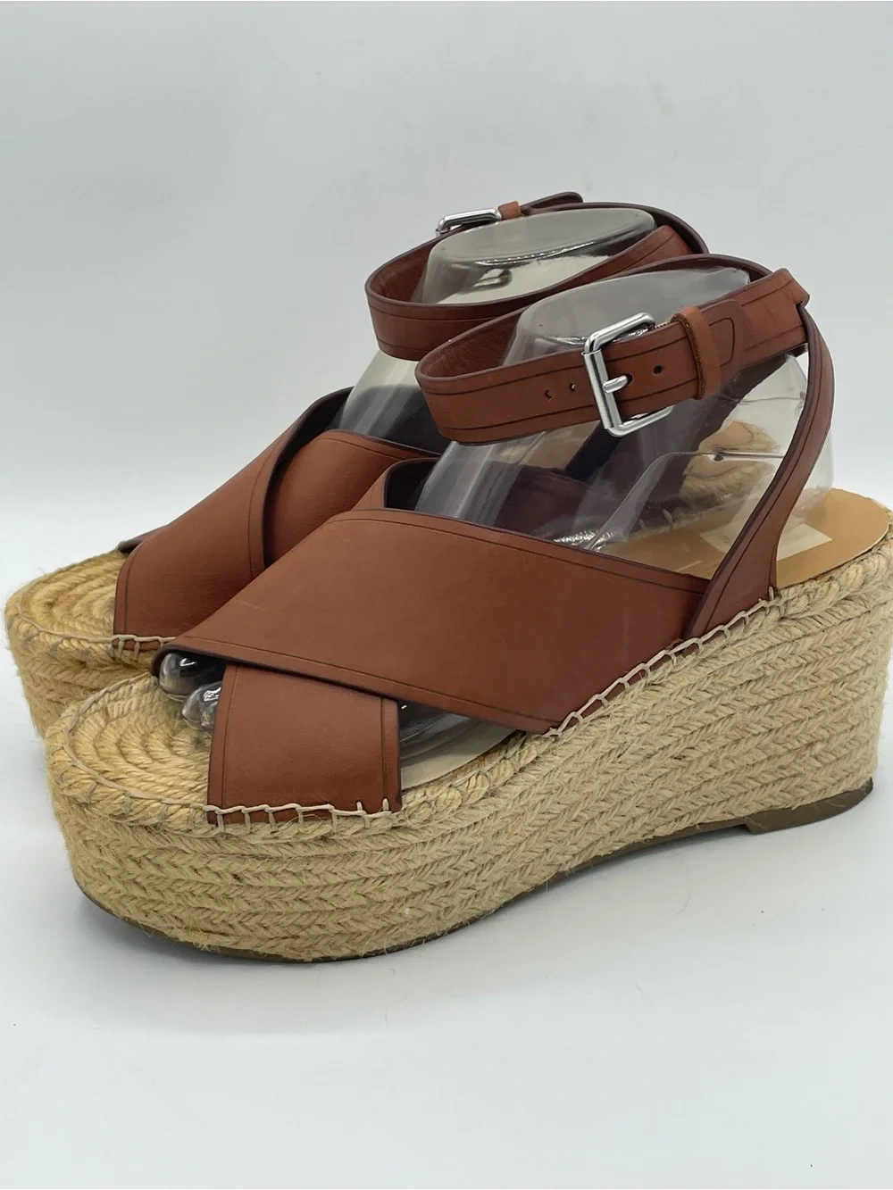 Dolce Vita Carsie Leather Espadrille Wedge Sandals in Brown.
